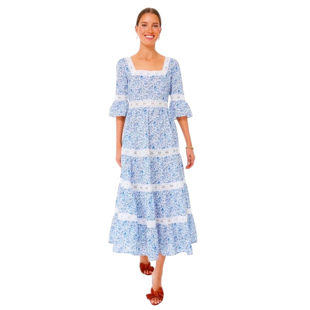 Pink City Prints Celine Dress x Tuckernuck. Sky Chintz. L. NWT